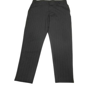 Conceited Black and Gray Pinstripe Ankle Legging Trousers N0589